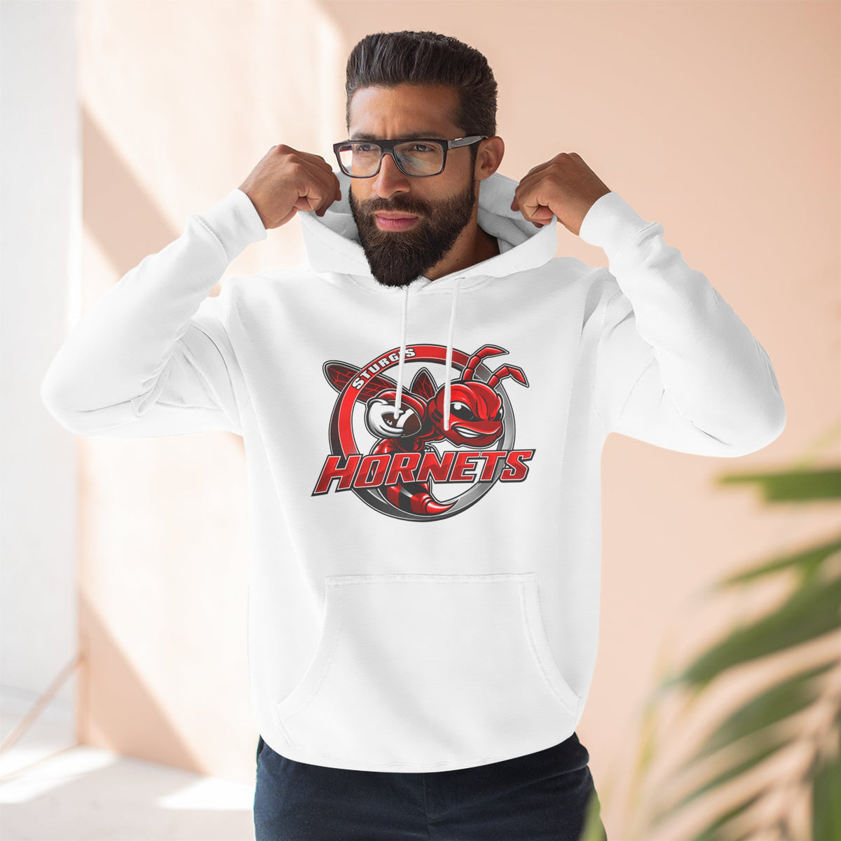 Stugis Hornets Mascot Logo Fleece Pullover Hoodie