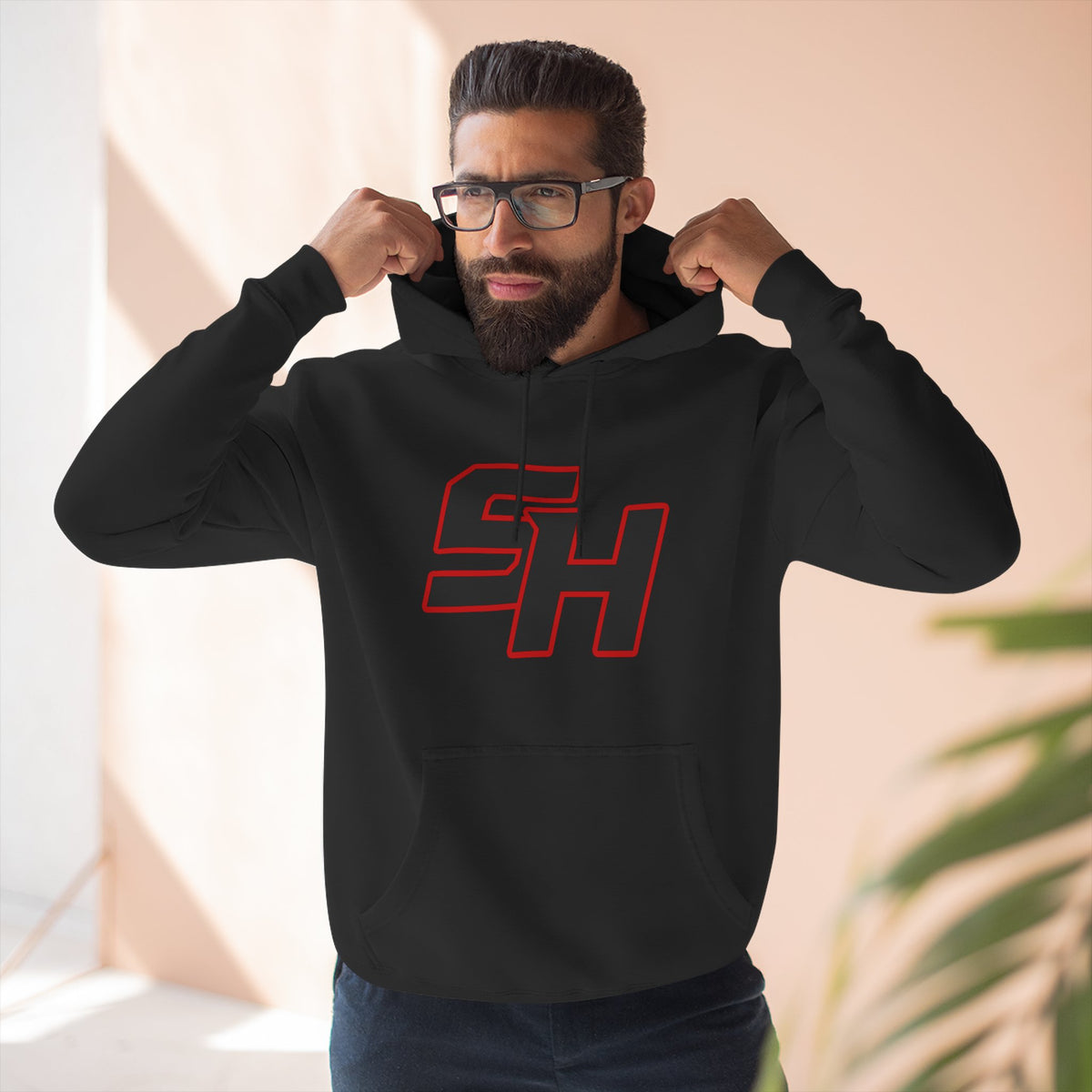 Stugis "SH" Monogram Logo Fleece Pullover Hoodie