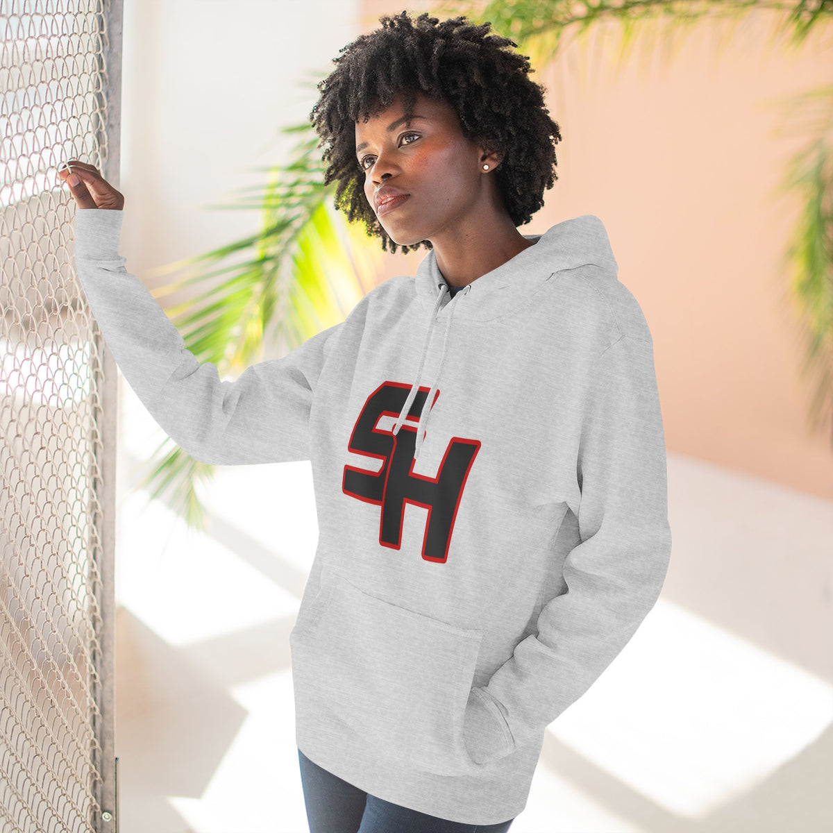 Stugis "SH" Monogram Logo Fleece Pullover Hoodie