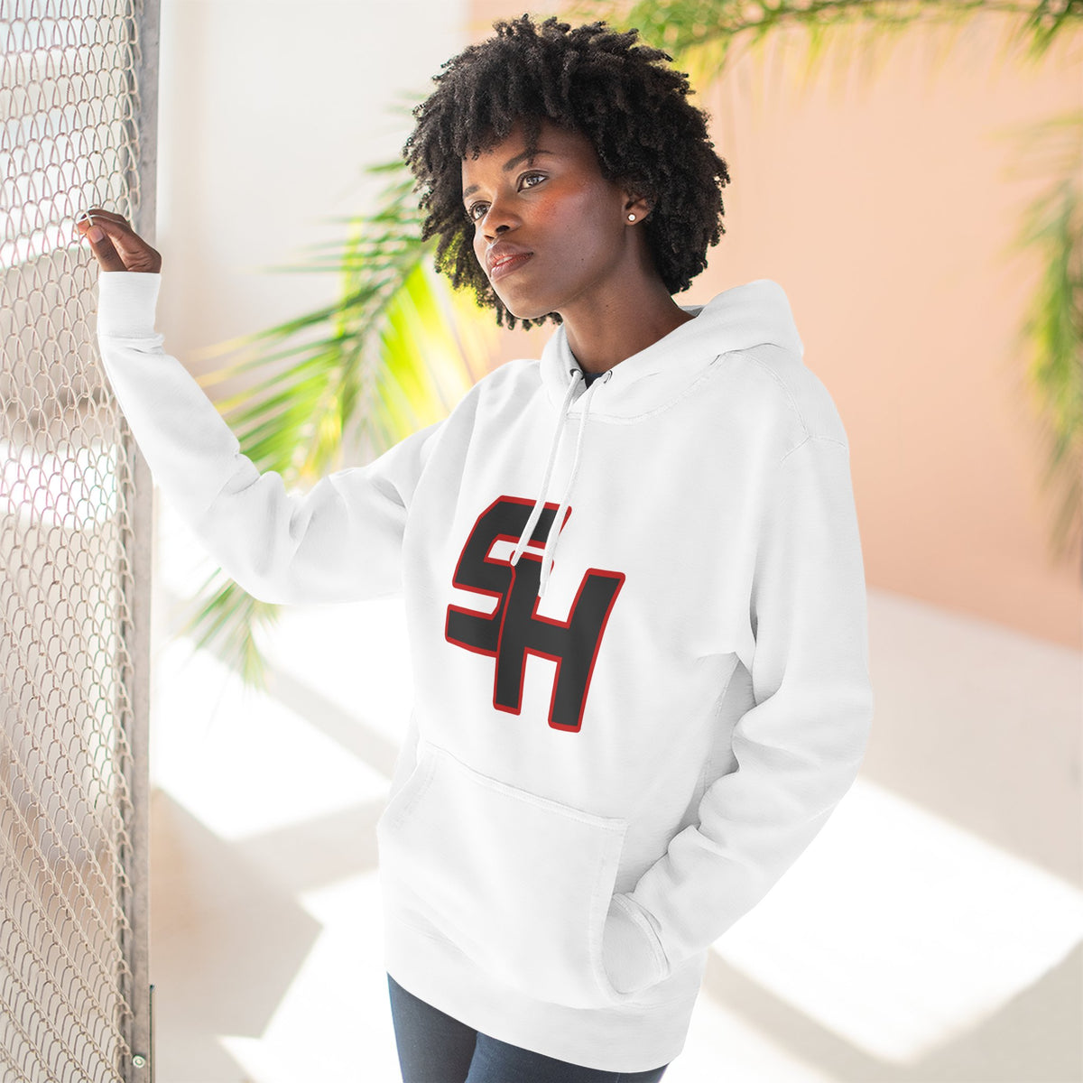 Stugis "SH" Monogram Logo Fleece Pullover Hoodie