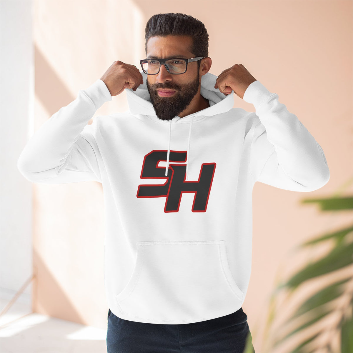 Stugis "SH" Monogram Logo Fleece Pullover Hoodie
